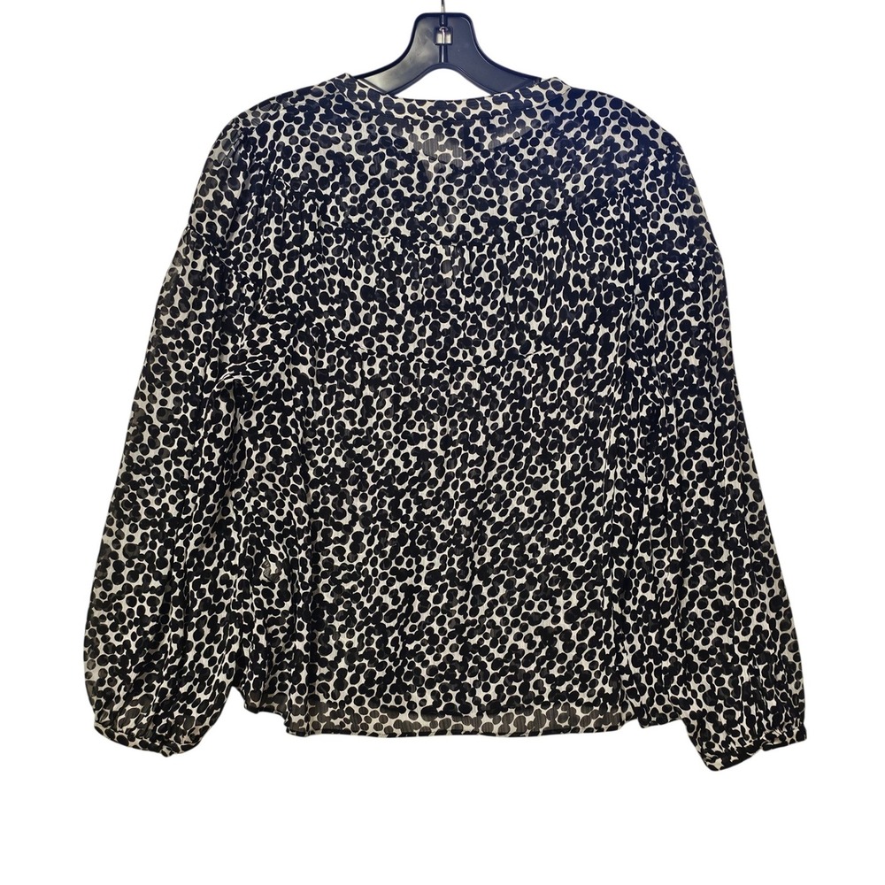 Banana Republic Womens Black White Polka Dot Lace Up Chiffon Blouse Size S - Picture 4 of 5